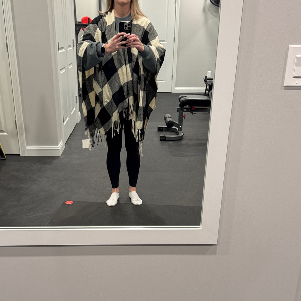 Black and White Checkered Poncho